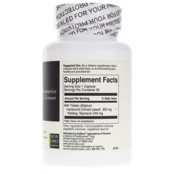 Розторопша, підтримка печінки, Milk Thistle, DaVinci Laboratories of Vermont, 300 мг, 90 капсул