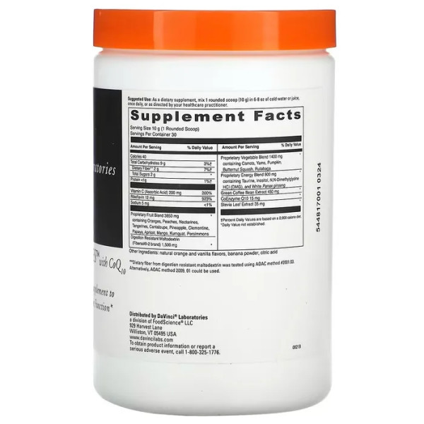 Комплекс для підвищення енергії та підтримки роботи мозку, Spectra Oranges, DaVinci Laboratories, з CoQ10, смак апельсина, 300 г