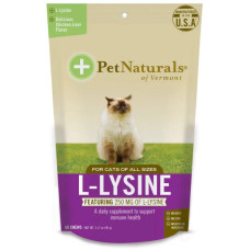 Лізин для кішок 250 мг, жувальні, смак куряча печінка, L-Lysine Pet Naturals of Vermont, 60 жувальних шматочків, 90 г
