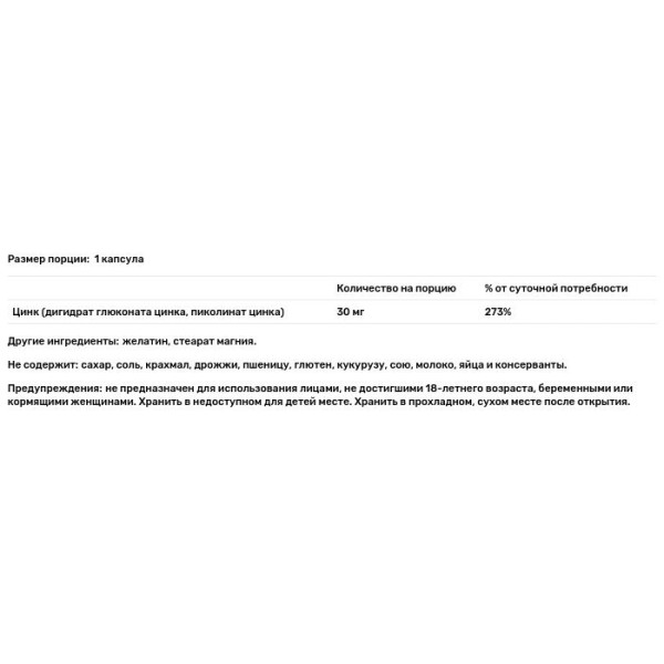 Цинк в капсулах, Zinc Caps, Twinlab, 30 мг, 100 капсул