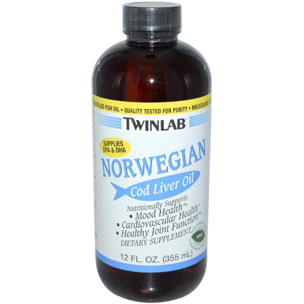 Риб'ячий жир з печінки тріски, Cod Liver Oil, Twinlab, м'ята, норвезький, 355 мл