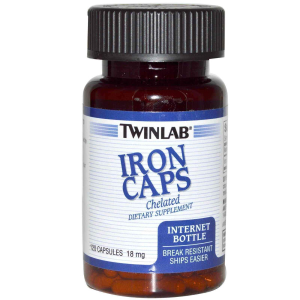 Залізо, Iron Chelated, Twinlab, 18 мг, 120 капсул