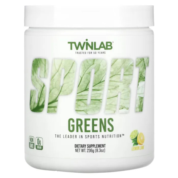 Зелена суміш із суперфудів, Sport Greens, Twinlab, зі смаком лимона та лайма, 236 г