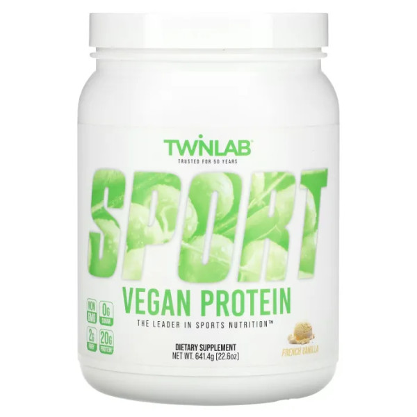 Веганський протеїн, Vegan Protein, Sport, Twinlab, з ванільним смаком, 641.4 г