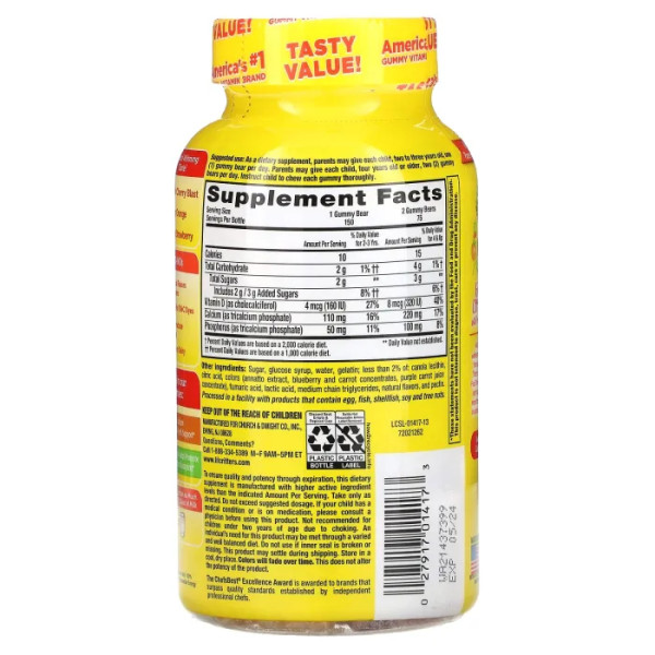 Кальцій + D3, Calcium + D3, L'il Critters, підтримка кісток, смак чорної вишні, соковитого апельсина та свіжої полуниці, 150 жувальних цукерок