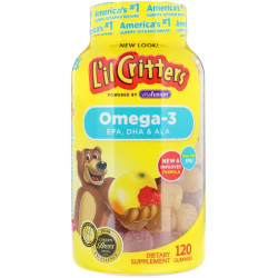 Омега-3 для дітей жувальні цукерки смак малини та лимонаду, L'il Critters Omega-3, 120 шт