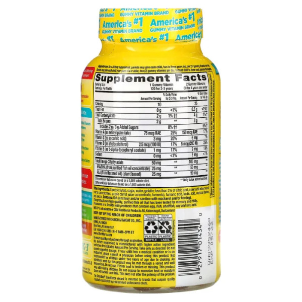 Омега-3 з ДГК і вітамінами для дітей, Omega-3, L'il Critters, смак малини та лимонаду, 120 жувальних цукерок