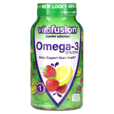 Омега-3 EPA/DHA жувальні, смак малиновий лимонад, VitaFusion Omega-3, EPA/DHA, 120 жувальних таблеток