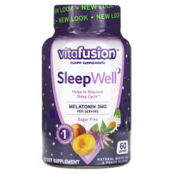 Формула для сну для дорослих, жувальні, білий чай та персик, VitaFusion SleepWell, 60 жувальних таблеток