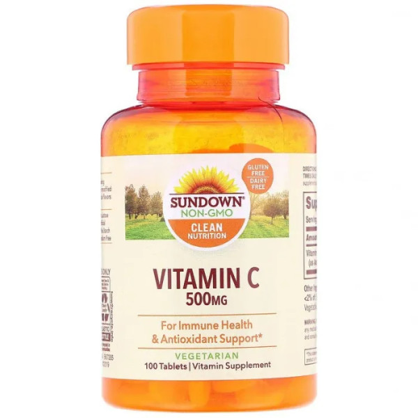 Вітамін С, Vitamin C, Sundown Naturals, 500 мг, 100 таблеток