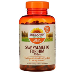 Пальма сереноа 450 мг, Sundown Naturals Saw Palmetto, 250 капсул