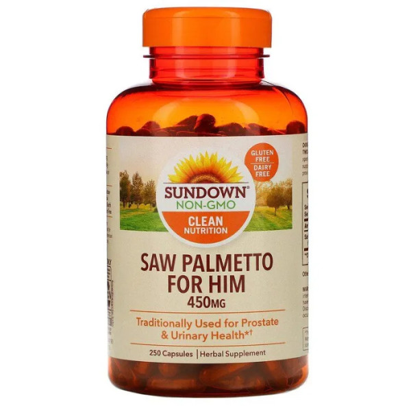 Со-пальметто, Saw Palmetto, Sundown Naturals, 450 мг, 250 капсул