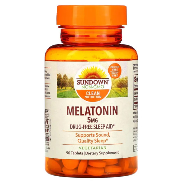 Мелатонін, Melatonin, Sundown Naturals, 5 мг, 90 таблеток