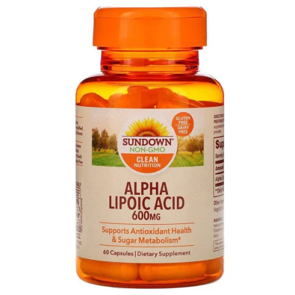 Альфа-ліпоєва кислота, Alpha Lipoic Acid, Sundown Naturals, 600 мг, 60 капсул