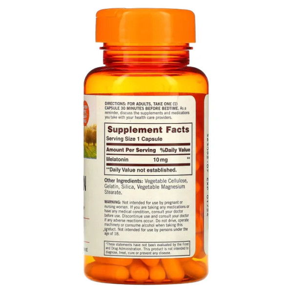 Мелатонін, Melatonin, Sundown Naturals, 10 мг, 90 капсул