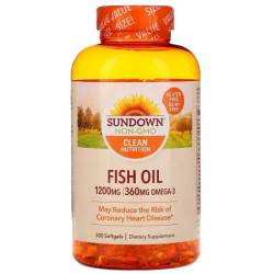 Рыбий жир 1200 мг, Fish Oil Sundown Naturals, 300 гелевых капсул
