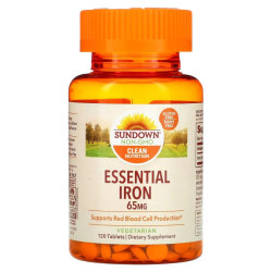 Залізо 65 мг, Iron Sundown Naturals, 120 таблеток