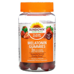 Мелатонин 5 мг жевательные, вкус клубника, Sundown Naturals Melatonin Gummies, 60 жевательных таблеток