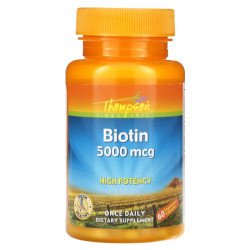 Биотин 5000 мкг, Thompson Biotin, 60 капсул