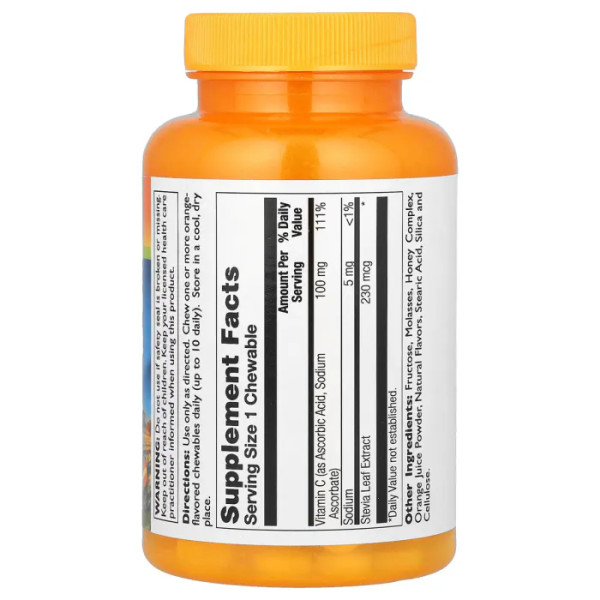 Вітамін С для дітей, Children's Vitamin C Chewable, Thompson, апельсин, 100 жувальних таблеток