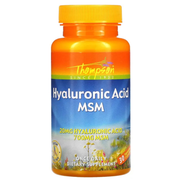 Гіалуронова кислота і МСМ, Hyaluronic Acid - MSM, Thompson, 30 капсул
