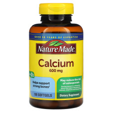 Кальцій 600 мг з вітаміном D, Nature Made Calcium with Vitamin D, 100 гелевих капсул