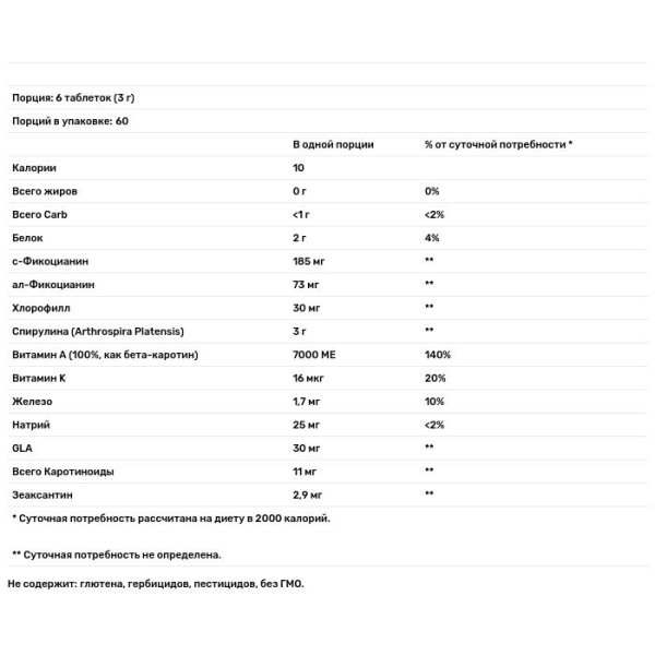Спіруліна, Spirulina Natural, Earthrise, 500 мг, 360 таблеток.