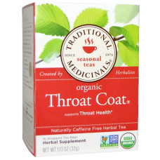 Травяной чай для горла со скользким вязом без кофеина, Teas Throat Coat Traditional Medicinals, 16 пакетиков, 32 г