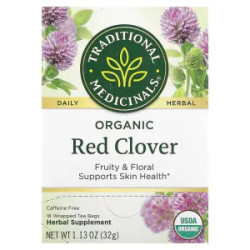 Травяной чай, Organic Red Clover Traditional Medicinals, без кофеина, 16 пакетиков, 32 г