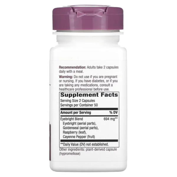 Очанка лікарська, Eyebright, Herbal Blend, Nature's Way, трав'яна суміш для очей, 694 мг, 100 веганських капсул (347 мг на капсулу)