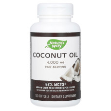 Кокосова олія 4000 мг, Coconut Oil Nature's Way, 120 гелевих капсул (1000 мг на капсулу)