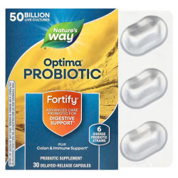Пробиотики 50 млрд, Optima® Probiotic, Fortify®, Natures Way, 30 капсул с отсроченным высвобождением