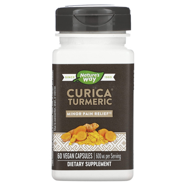 Куркума від болю, Curica Turmeric, Nature's Way, 60 веганських капсул (300 мг у капсулі)