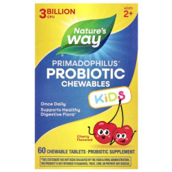 Пробиотики для детей 2–12 лет жевательные, вкус вишня, Nature's Way Primadophilus Kids, 60 жевательных таблеток