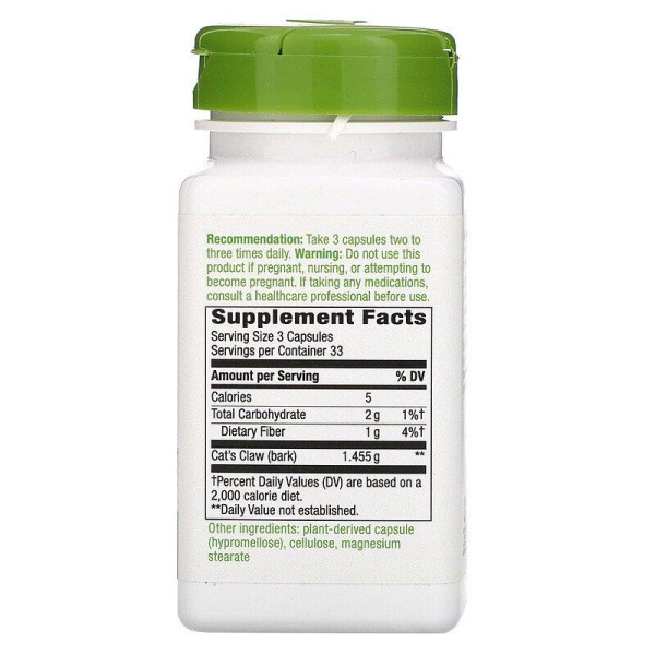Котячий кіготь, Cat's Claw Bark, Nature's Way, 100 капсул (485 мг в 1 капсулі)