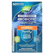 Пробиотики и пребиотики 50+ 50 млрд, Nature's Way Ages 50+ Probiotic + Prebiotics, дополнительная сила, 30 капсул с отсроченным высвобождением