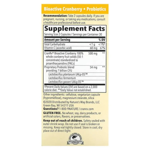 Формула для жінок з пробіотиками, CranRx, Women's Care with Probiotics, Nature's Way, 60 капсул