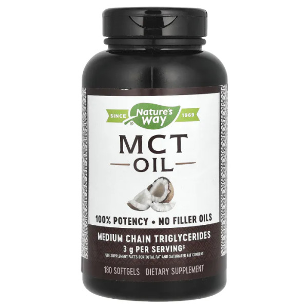 Масло MCT, Coconut MCT Oil, Nature's Way, 180 капсул