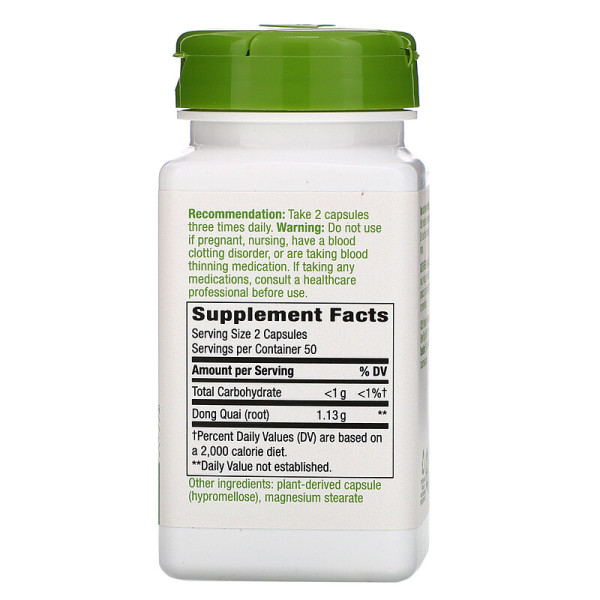 Дягіль лікарський, Dong Quai Root, Nature's Way, корінь, 1130 мг, 100 капсул (565 мг у капсулі)