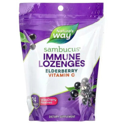 Бузина льодяники з вітаміном C, смак дика вишня, Nature's Way Sambucus Elderberry Vitamin C Lozenges, 24 льодяники