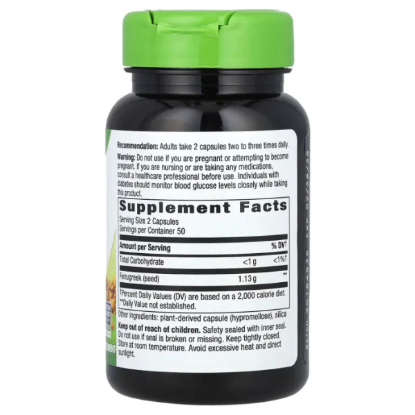 Пажитник, Fenugreek, Nature's Way, насіння, 1130 мг, 100 веганських капсул (565 мг на капсулу)