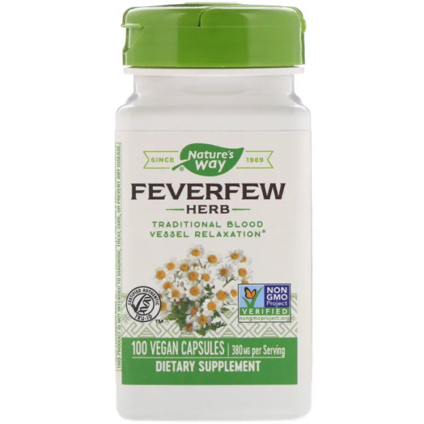 Піретрум дівочий, Feverfew Herb, Nature's Way, 380 мг, 100 веганських капсул