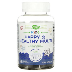 Детские мультивитамины 2+, Nature's Way Happy & Healthy Multi, голубая малина, 60 жевательных пастилок
