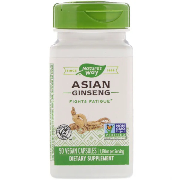 Азіатський женьшень, Asian Ginseng, Nature's Way, 1120 мг, 50 веганських капсул (560 мг у капсулі)