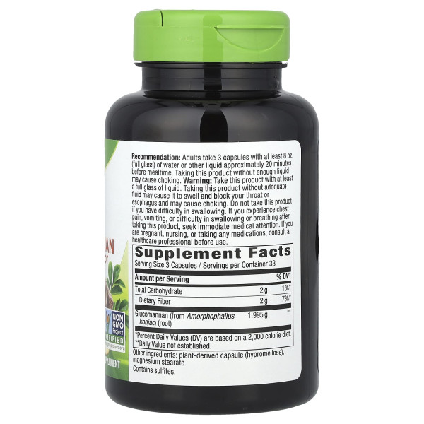 Глюкоманнан коньяку, Glucomannan від Konjac RootGlucomannan Konjac, Nature's Way, 1995 мг, 100 веганських капсул (665 мг на капсулу)