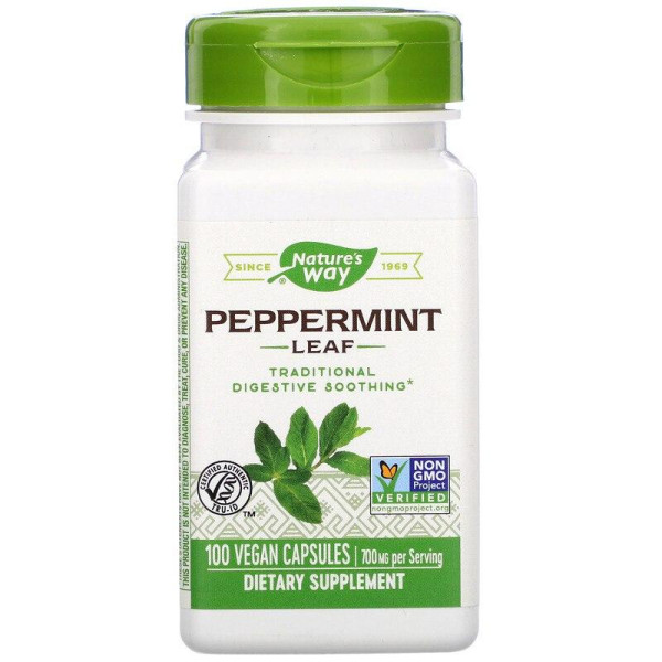 Листя перцевої м'яти, Peppermint, Nature's Way, 700 мг, 100 веганських капсул
