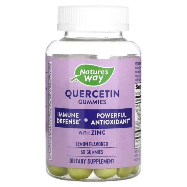 Кверцетин з цинком, Quercetin Gummies, Nature's Way, смак лимона, 60 жувальних цукерок