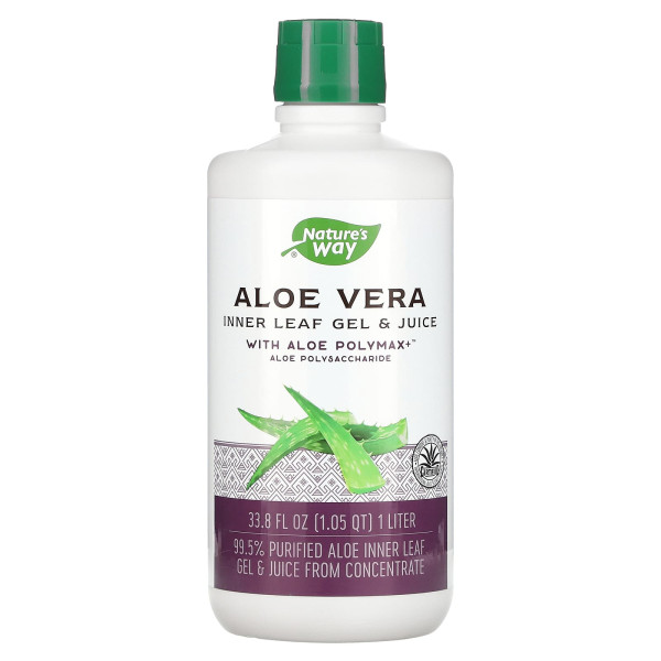 Алое вера, Aloe Vera, Nature's Way, гель і сік внутрішнього листя з алое, 1 літр