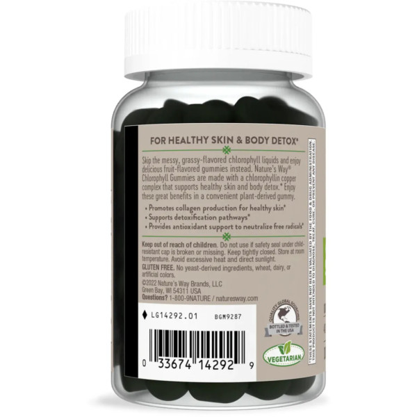 Хлорофіл, Chlorophyll Gummies, Nature's Way, смак садових фруктів, 100 мг, 40 жувальних цукерок (50 мг на одну цукерку)