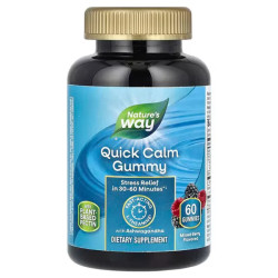 Успокаивающее с ашвагандой, жевательные, вкус ягод, Nature's Way Quick Calm Gummy, 60 жевательных конфет
